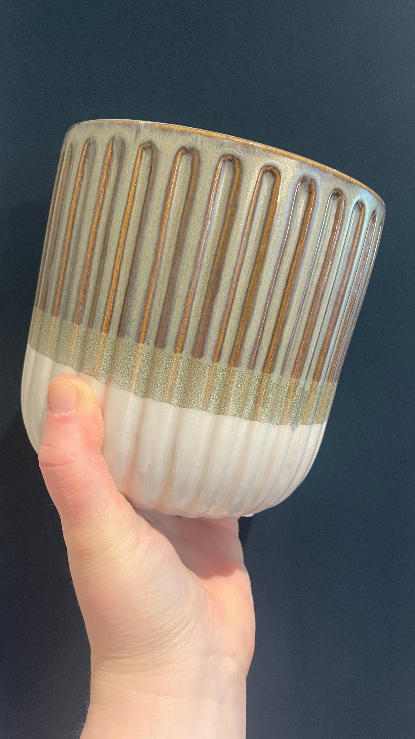 Ceramic pot 13cm tricolour