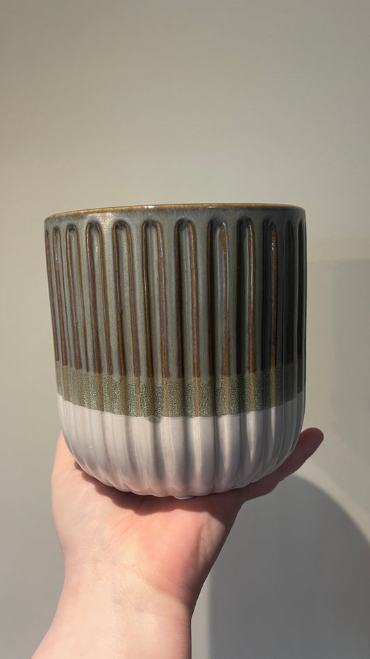 Ceramic pot 13cm tricolour